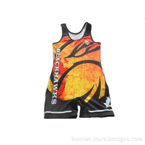 Custom cool dry sublimation spandex wrestling singlets